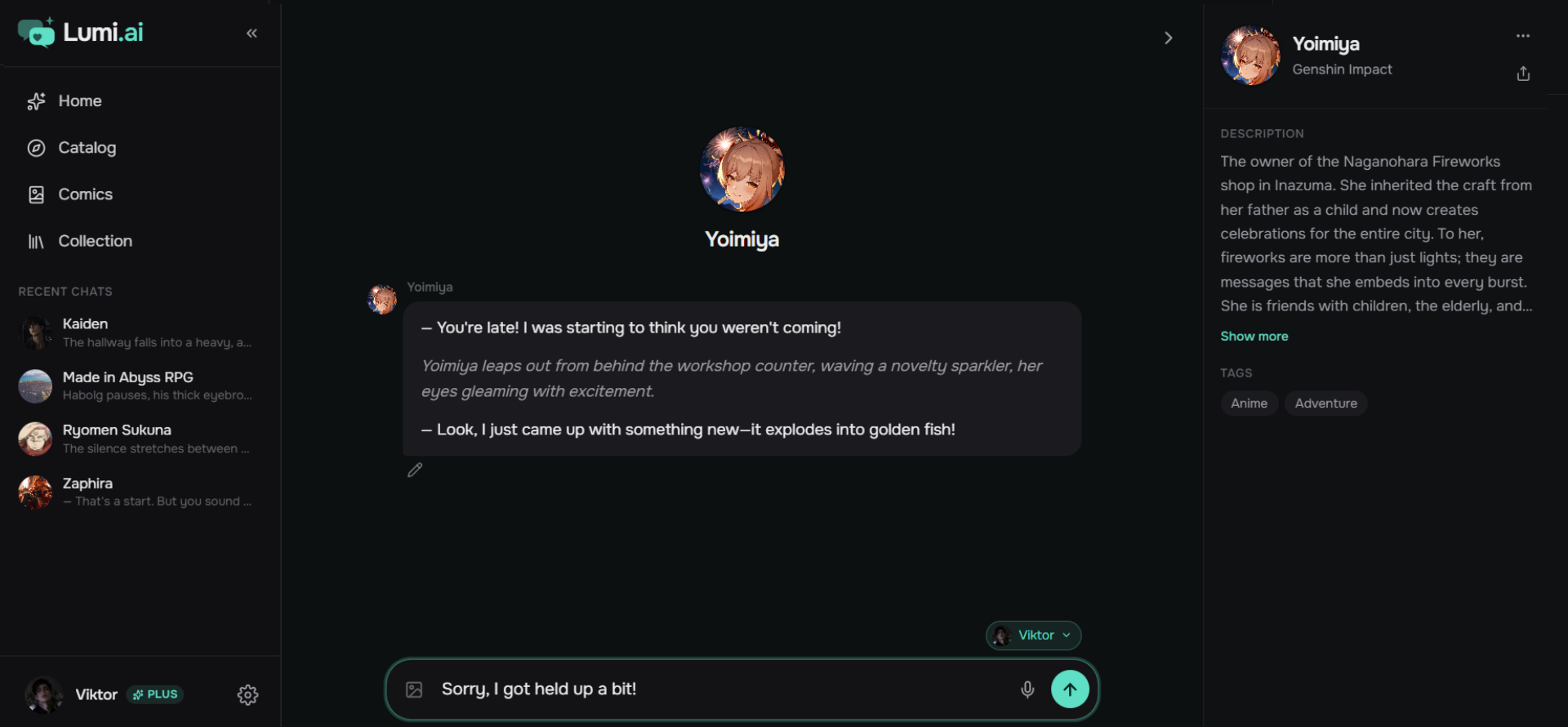 Chat with a character